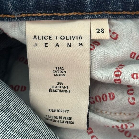 Alice + Olivia Good High Rise Exposed Button Jeans In Tried & True 28 - Picture 6 of 7